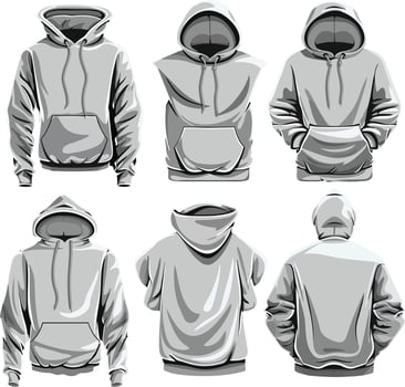 Set of White Hoodies, Front View, Flat Illustration vector