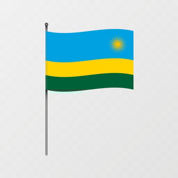 Rwanda flag on flagpole. illustration. vector