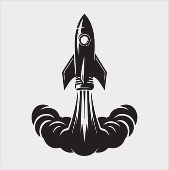 rocket silhouette on white background vector