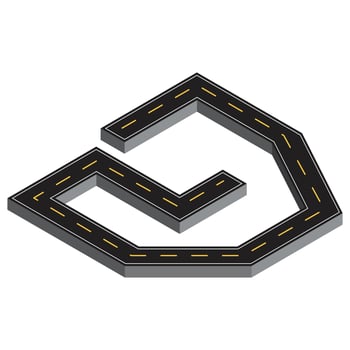 Illustration of winding asphalt road vector