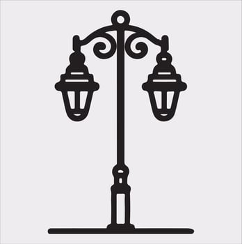 Street Lamp Thin line silhouette on white background vector
