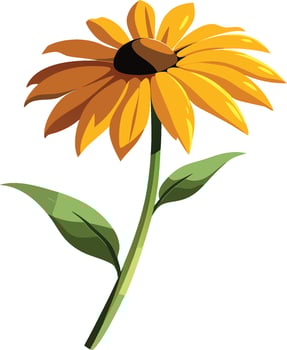 Vibrant watercolor Black-Eyed Susan blooms with golden petals. AI-generated. vector