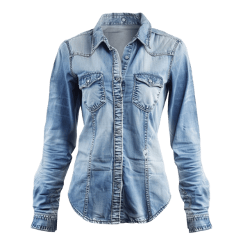 a denim shirt with a button down collar and sleeves png