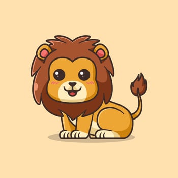Cute Lion Cartoon Illustration vector