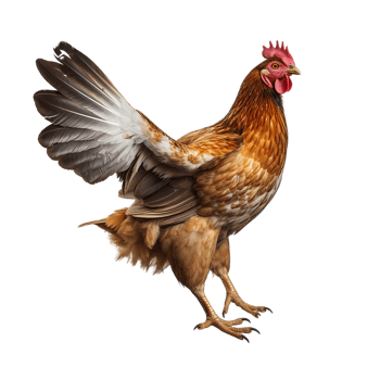 Flying hen on transparent background png