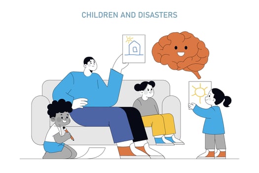 Disaster Psychology. Flat Illustration vector