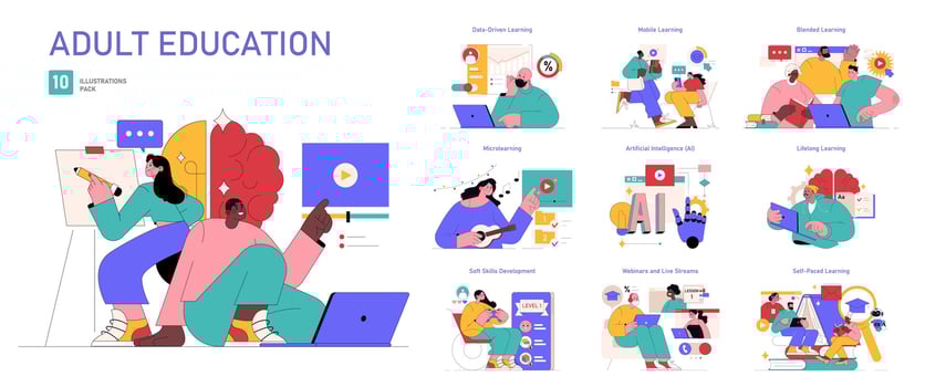 Adult Education. Flat Illustration vector