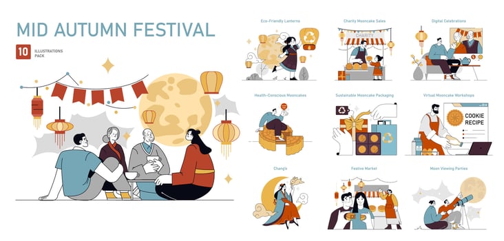 Mid Autumn Festival. Flat Illustration vector