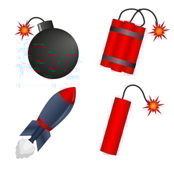 military weapon bomb, TNT and dynamite sticks with burning fuse. illustration vector