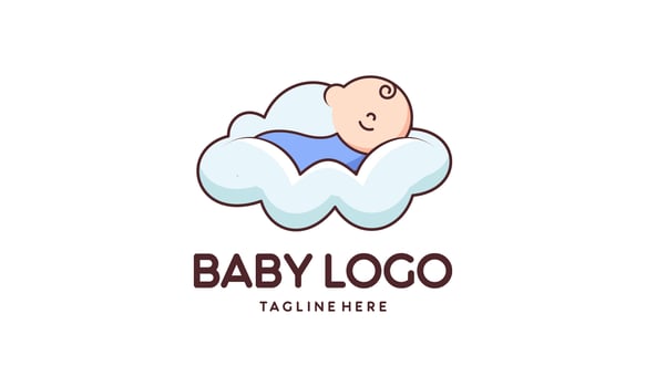 Baby mascot logo sleeping love mom comfortably vector