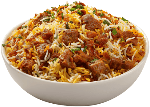 Biryani Dish - delicious biryani in Lucknowi special isolated illustration on a transparent background png