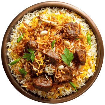 Biryani Dish - a plate of Dum Biryani isolated illustration on a transparent background png