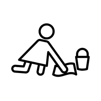 Mopping floors icon linear logo mark in black and white vector