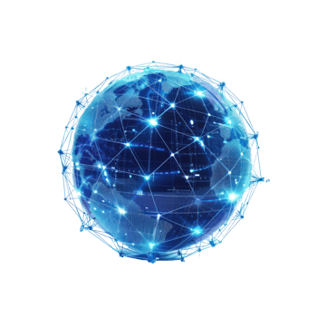 an abstract globe with connected lines and dots on it on transparent background png