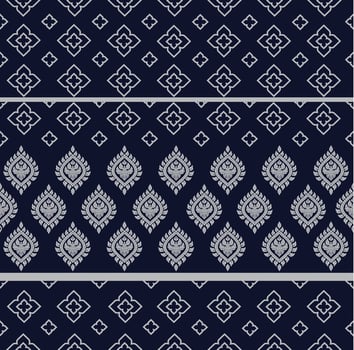 blue Line thai art seamless pattern background vector