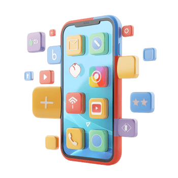 Isolated 3d rendering of smartphone against transparent background png