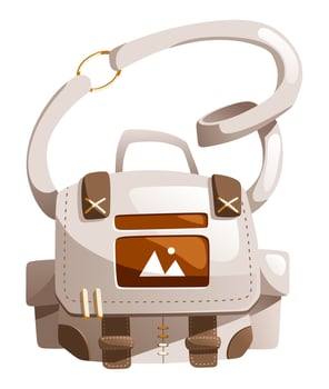 Illustration of a cartoon white hiking backpack with one strap vector