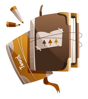Illustration of two travel notebooks with pencils vector