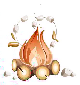 Illustration of a campfire on firewood with sparks vector