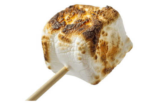 Roasted marshmallow on stick alone against transparent background png