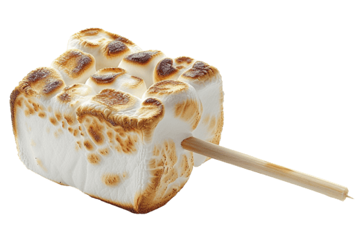 Roasted marshmallow on stick alone against transparent background png