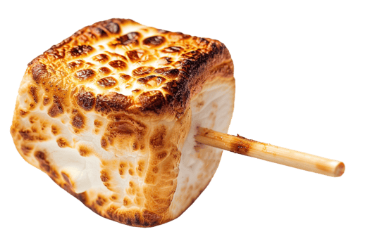 Roasted marshmallow on stick alone against transparent background png