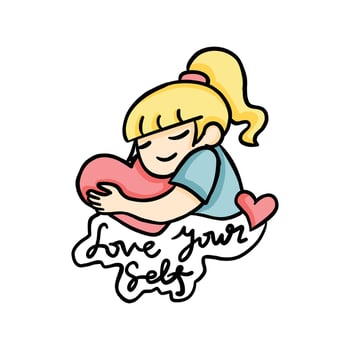 cute doodle self love illustration vector