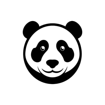 panda bear silhouette Logo design template. Panda Icon Illustration black white, Minimal panda logo template animal logo icon adorable panda head logo template vector