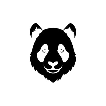 panda bear silhouette Logo design template. Panda Icon Illustration black white, Minimal panda logo template animal logo icon adorable panda head logo template vector