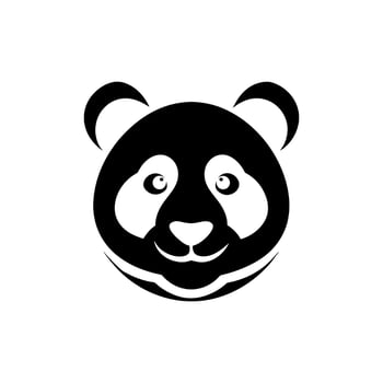 panda bear silhouette Logo design template. Panda Icon Illustration black white, Minimal panda logo template animal logo icon adorable panda head logo template vector