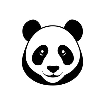 panda bear silhouette Logo design template. Panda Icon Illustration black white, Minimal panda logo template animal logo icon adorable panda head logo template vector