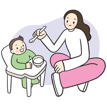 Cartoon cute people family, mom and baby activity elements . vector