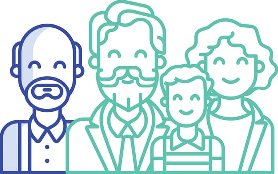Family outline color illustration vector