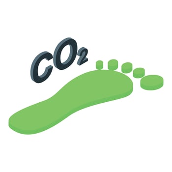 Green footprint leaving co2 emission behind vector
