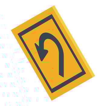 Yellow road sign indicating u turn vector