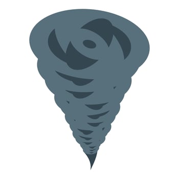 Big grey tornado rotating, hurricane climate change concept vector