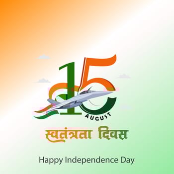 Happy Independence Day of India, wavy Indian flag, tricolour with Famous monument, background 15th August vector