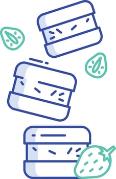 Macarons outline color illustration vector