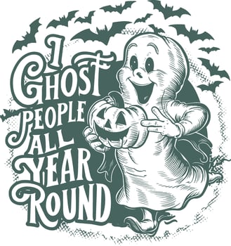 Funny Vintage Halloween Ghost Tshirt Design vector