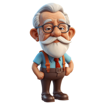 cartoon old man with glasses and suspenders png