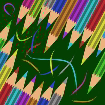 Colored pencil background. Collection of colored pencils. Isolated illustration of colored pencils. vector
