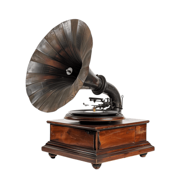 A beautifully preserved old gramophone isolated on a transparent background png