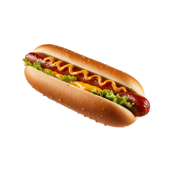 Summer Favorite Hotdog with Ketchup and Mustard Isolated on Transparent Background png