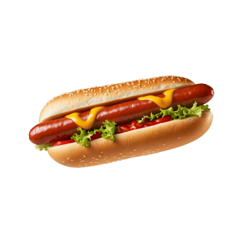 Tasty Combo Hotdog with Ketchup and Mustard Isolated on Transparent Background with tomato lettuce png