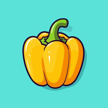 Yellow bell pepper vegetable cartoon icon logo food nature illustration vegetables flat cartoon drawing art isolated background vector