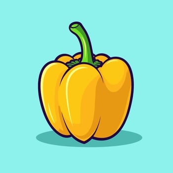 Yellow bell pepper vegetable cartoon icon logo food nature illustration vegetables flat cartoon drawing art isolated background vector