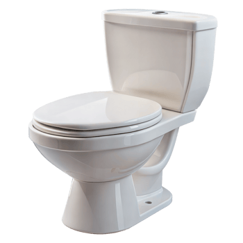 White toilet with an open lid, ready for use, isolated on a transparent background. png
