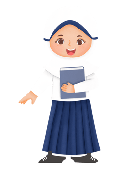 A cartoon girl in a hijab holding a book png