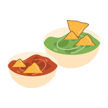 Mexican nachos with guacamole illustration vector