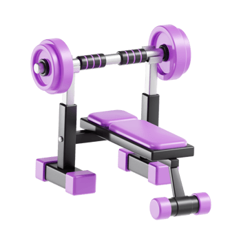gym bench press 3d icon illustration, transparent background png